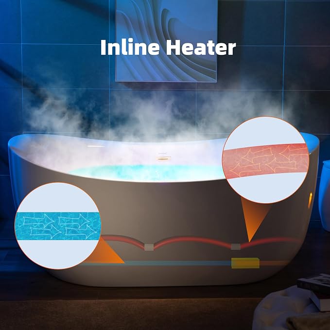WOODBRIDGE 72" x 35-3/8" Whirlpool and Air Bath Heated Soaking Combination Tub - Image 16