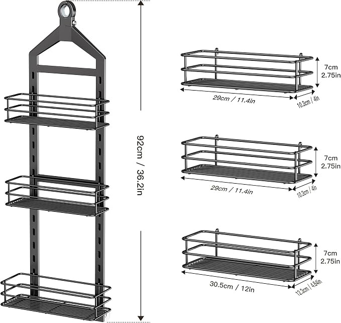 Orimade Adjustable Anti-slip Shower Caddy over Head, Rustproof Bathroom Hanging - Image 8