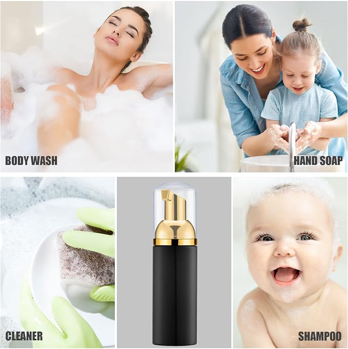 Lil Ray 2 Oz Empty Black Foam Pump Bottle, Foamer Soap Dispenser - Image 4