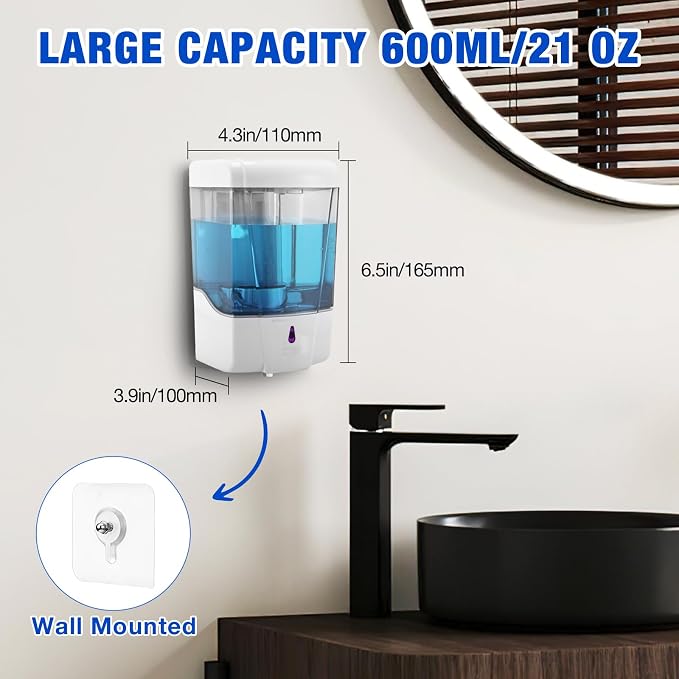 4 Pack Automatic Soap Dispenser Touchless, 600 ml / 20 oz Commercial Hand Soap - Image 3