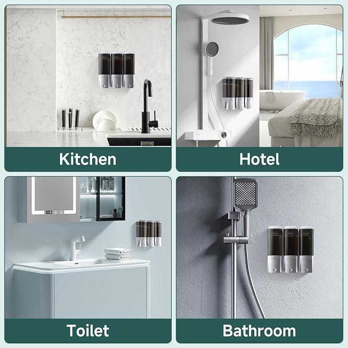 Shampoo and Conditioner Dispenser Wall Mounted No Drill, Shower Soap Dispenser - Image 8