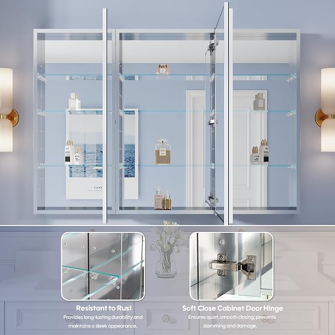 WELLFOR 52" x 36" Bathroom Medicine Cabinet - Image 4