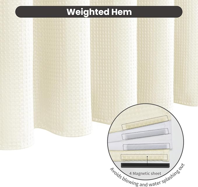 Inhousolu No Hook Waffle Weave Shower Curtain - Image 4