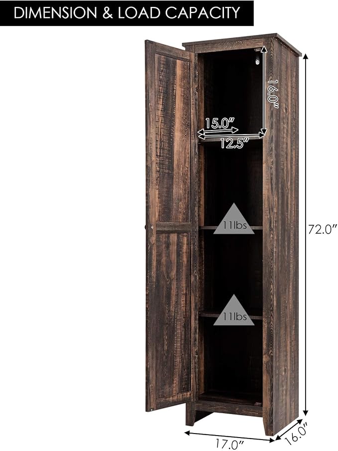Giantex Tall Storage Cabinet Free Standing Floor Storage Tower - Image 3