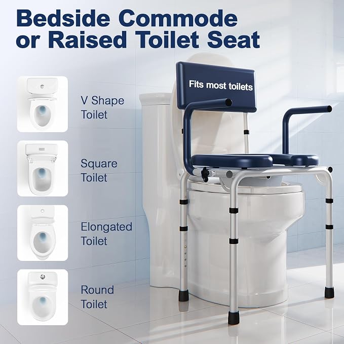 Drop Arm Bedside Commode, Commode Toilet - Image 8