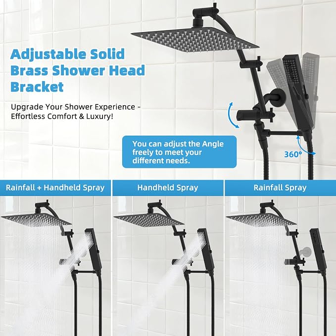 Hibbent All Metal CUPC Certified 10'' Rainfall Shower Head, Dual Shower Head - Image 7