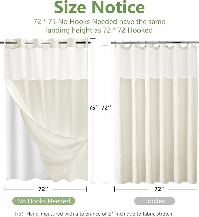 No Hook Waffle Weave Shower Curtain Set - Image 2