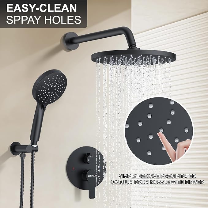 KOJOX Shower System- High Pressure Shower Head- 3 Setting Headheld Shower Head - Image 2