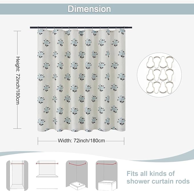 ORTIGIA Linen Blue Shower Curtains - Image 3