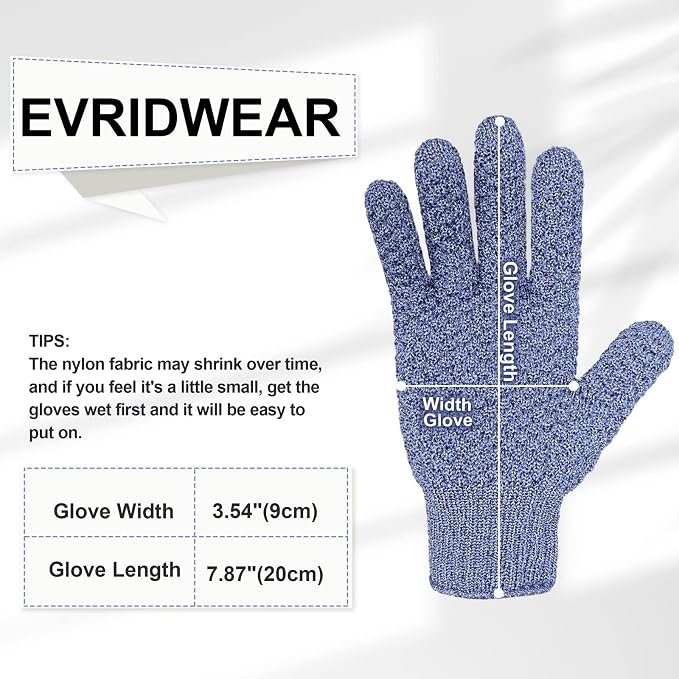 Evridwear Exfoliating Glove for Shower Men and Women, Dual Texture Bath Body - Image 3