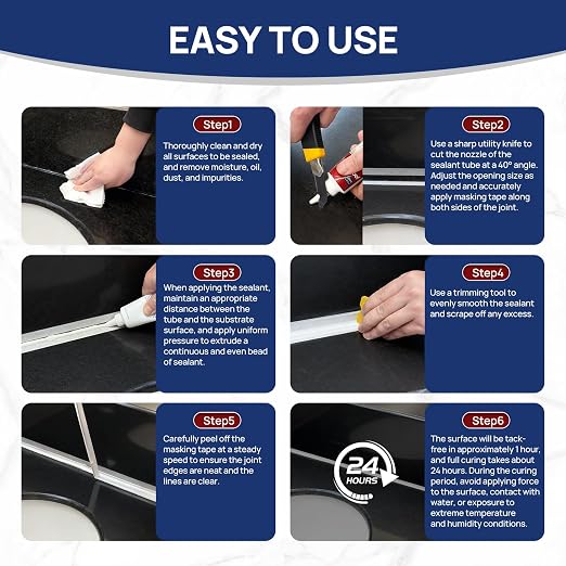 Silicone Caulk 4.23 Fl Oz for Kitchen & Bathroom - Image 7