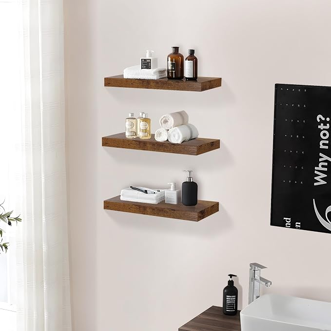 Floating Shelves for Wall Decor Set of 3, 15 Inch Wall Mounted Floating Shelf - Image 5