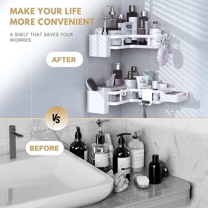 Adhesive Corner Shower Caddy Hanging - Image 4