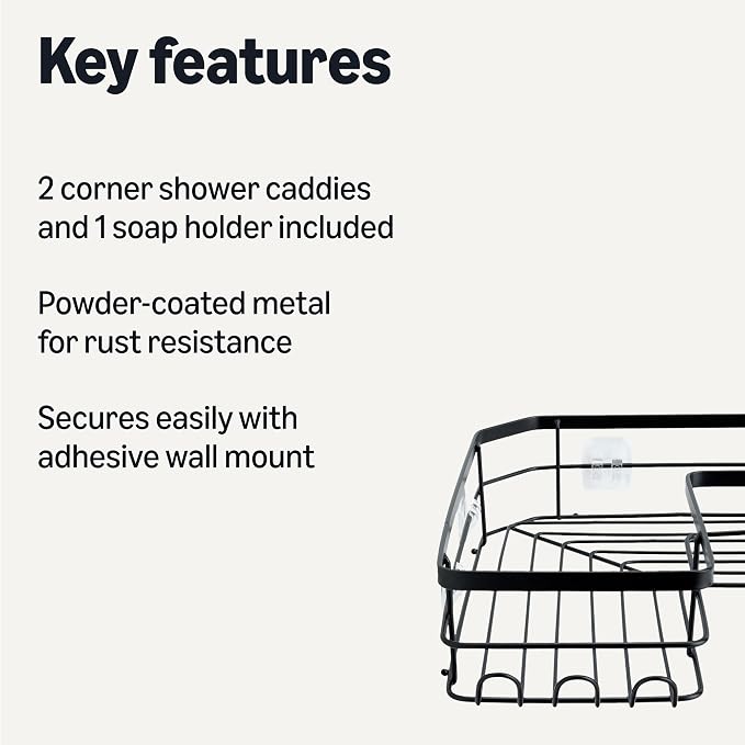 Amazon Basics Corner Shower Caddy Organizer, Stainless Steel - Image 2