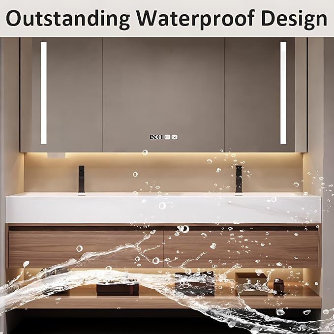 Luxury Bathroom Vanities, Defogging LED Lighted Mirror, Bathroom Cabinet - Image 5