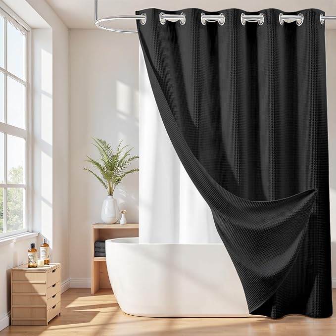 River Dream No Hook Cotton Blend Shower Curtain by RiverDream