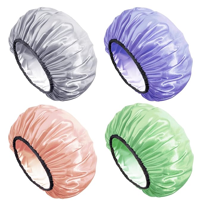 Aquior Shower Cap, Shower Caps for Women Long Hair, Silky Satin Hair Bonnet by Aquior
