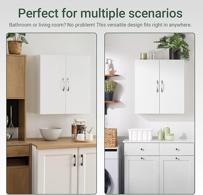 SoBuy Narrow Bathroom Wall Cabinet Over The Toilet Storage, Small Space Wall - Image 5