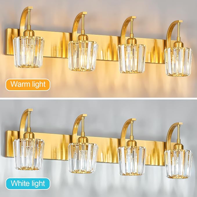 Modern Bathroom Vanity Light, 4-Light Gold Wall Sconce - Image 5