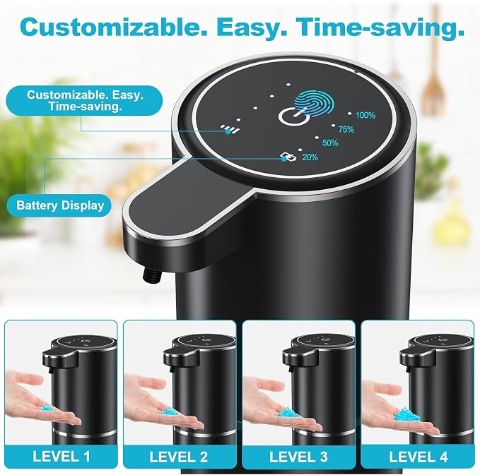Automatic Soap Dispenser Touchless, 4-Level Adjustable 1200mAh, 12.8oz/380ml - Image 3