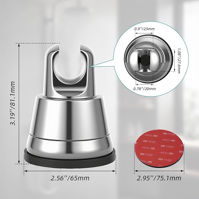 Hibbent Vacuum Suction Cup Shower Head Holder, Removable Shower Wand Bracket - Image 5