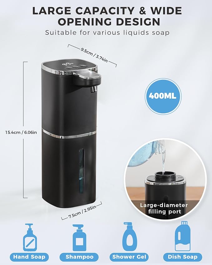 2 Pack Automatic Liquid Soap Dispenser, 12.8oz Rechargeable, Adjustable Liquid - Image 2