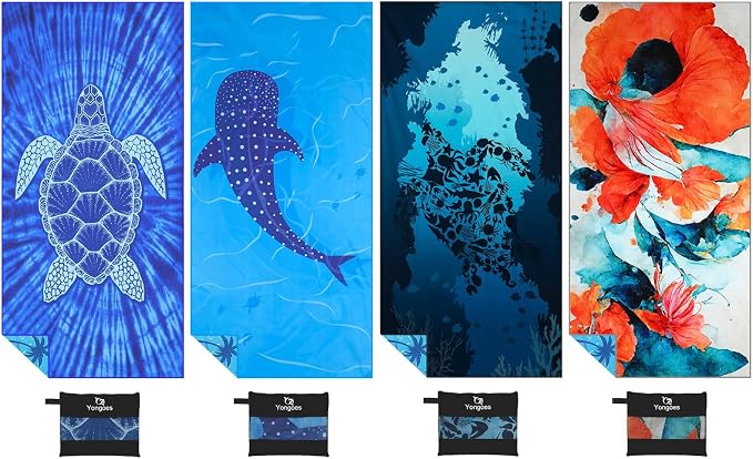 4 Pack Microfiber Lightweight Thin Beach Towel Sand Free Quick Dry Super by Yongoesbeachtowel