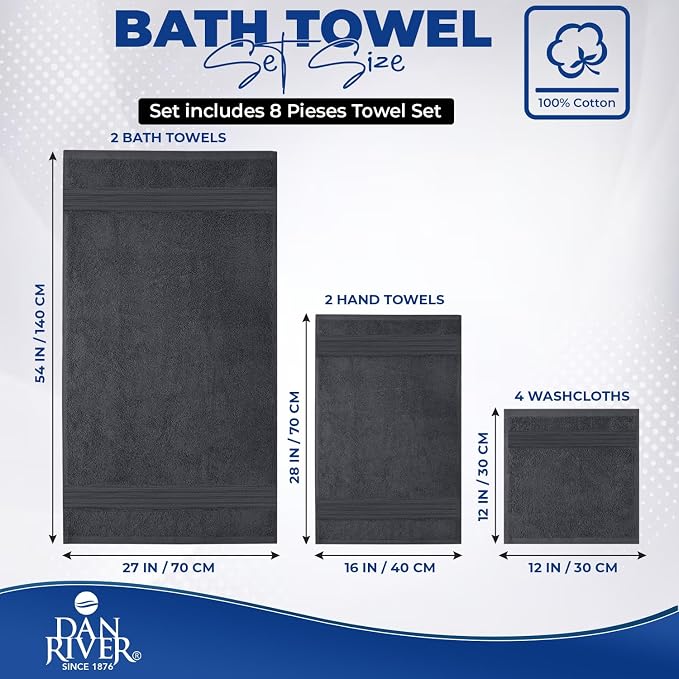 DAN RIVER 8 PC Luxury Bath Towels - Image 2