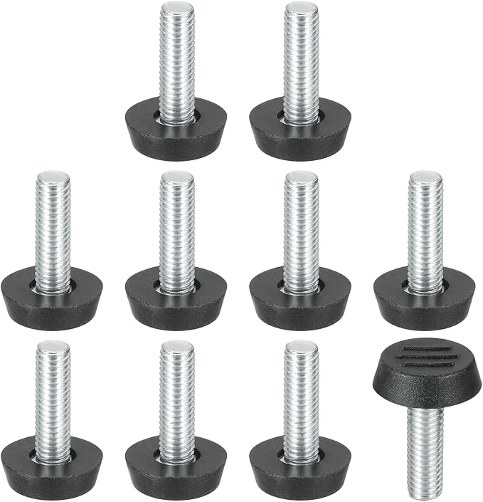PATIKIL 10 Pcs M8 x 25mm Thread Adjustable Furniture Levelers, Furniture Feet by PATIKIL