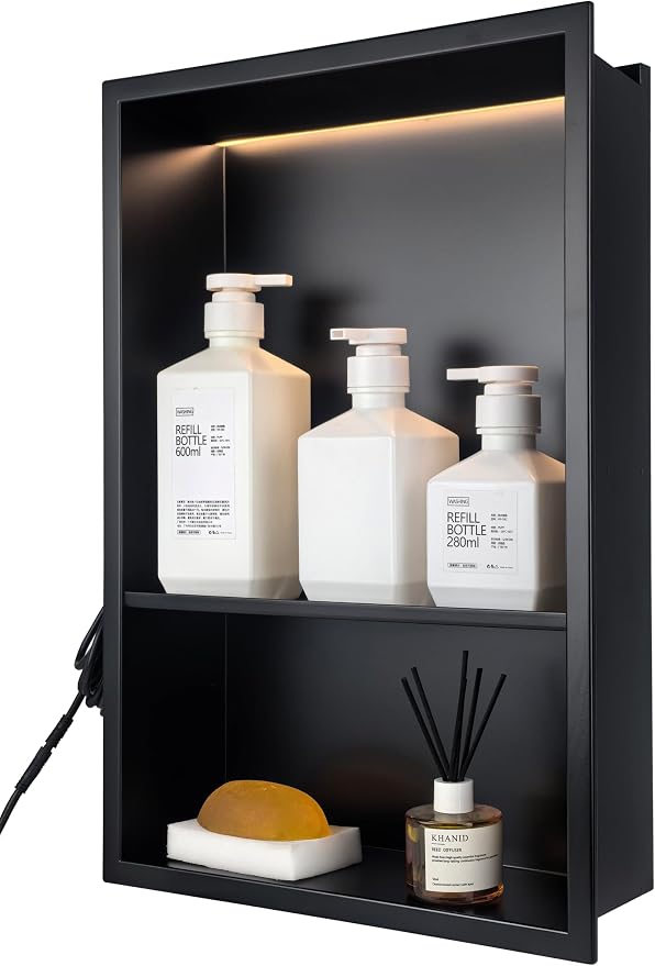 Black LED Shower Niche Stainless Steel 304 by IKITRAEE