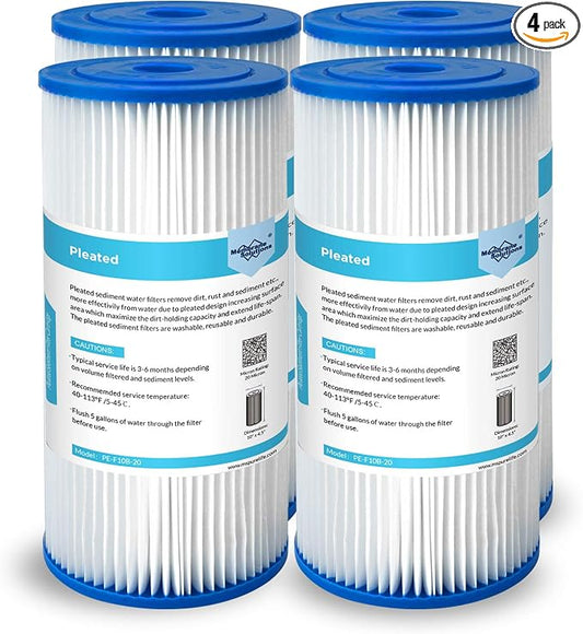 Membrane Solutions 20 Micron Pleated Water Filter Home 10"x4.5" Whole House by MembraneSolutions