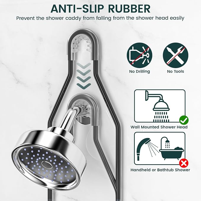 Shower Caddy Hanging Adjustable Shower Caddy, Rustproof Shower Organizer - Image 4
