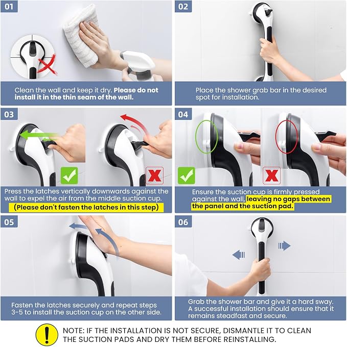 Shower Grab Bar Suction Cup 17 inch, Grab Bars - Image 7
