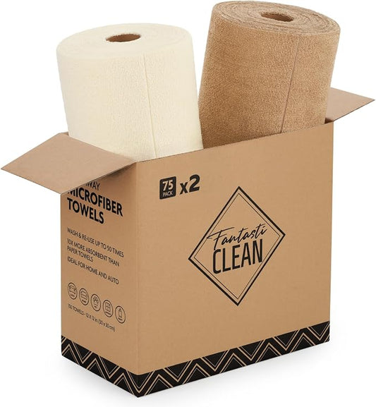 Fantasticlean Microfiber Cleaning Cloth Roll -150 Pack, Tear Away Microfiber by Fantasticlean