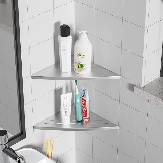 Corner Shower Shelf Brushed Nickel, 304 Stainless Steel 11.5” Recessed Corner - Image 8