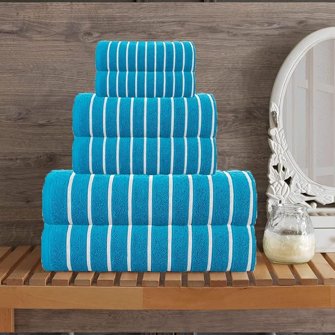CASA COPENHAGEN Ecstatic 6 Pieces Towel Set- Teal Blue, 600 GSM 2 Bath Towel 2 - Image 2