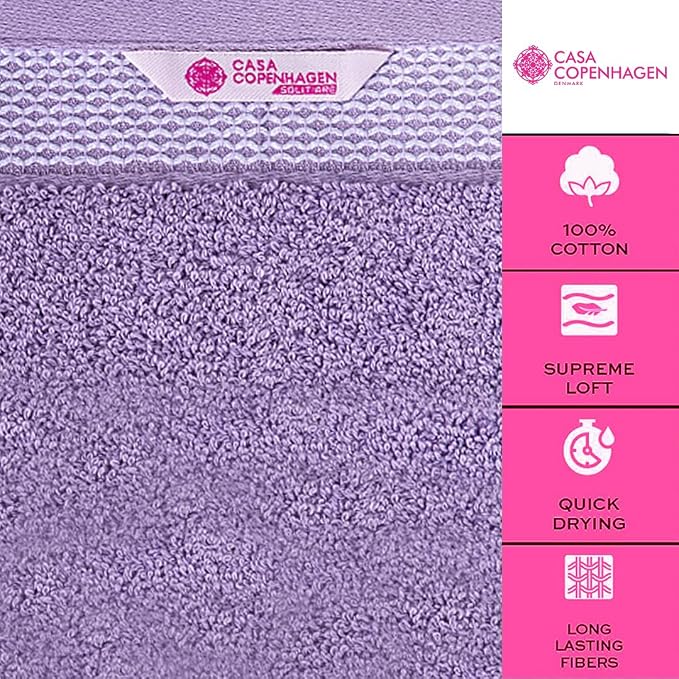 CASA COPENHAGEN Solitaire 6 Pieces Towel Set- Purple Rose, 600 GSM 2 Bath Towel - Image 2