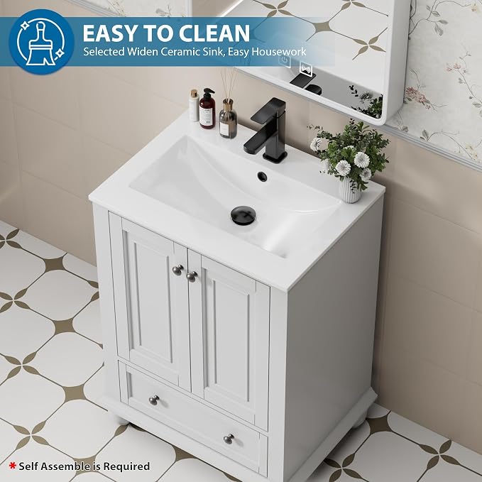 eclife 24" Bathroom Vanity Sink Combo Vintage Style - Image 5