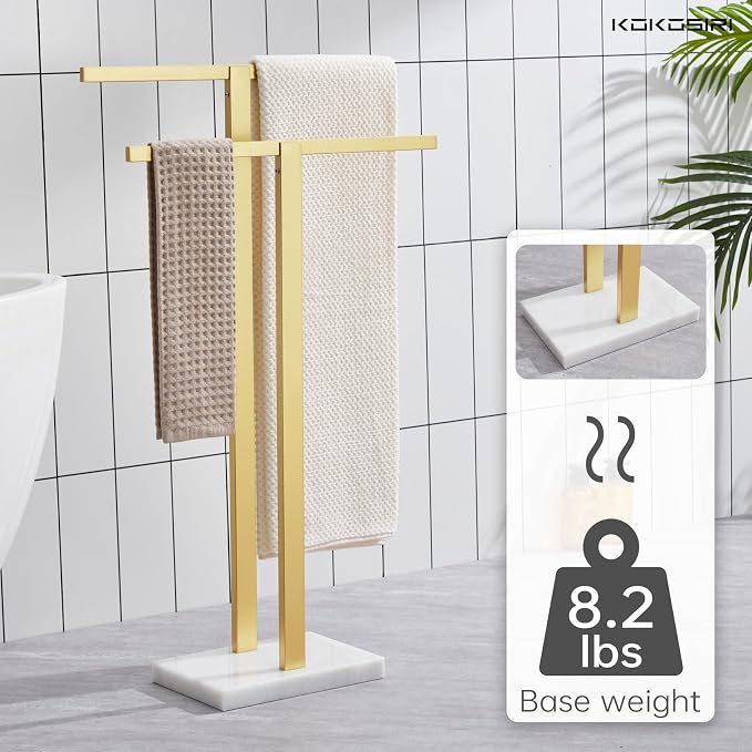 KOKOSIRI Bathroom Towel Rack 2-Tier Standing Towel Bars - Image 4