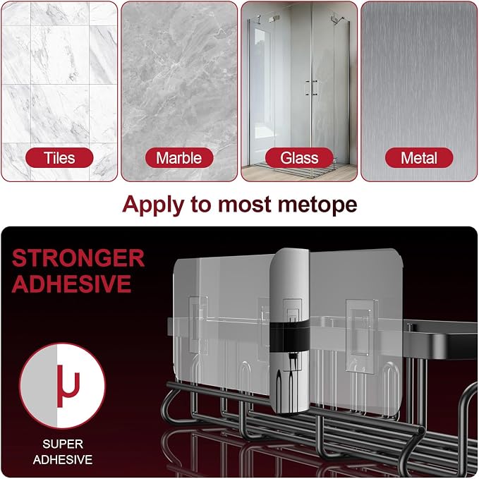 Adhesive Shower Caddy, Shower Shelves - Image 6