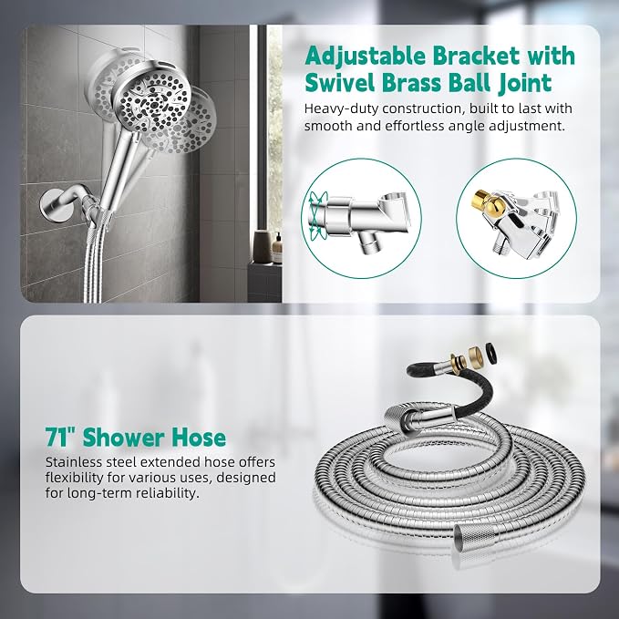 Hibbent cUPC Certified High Pressure 10-mode Shower Head, Handheld Showerhead - Image 6