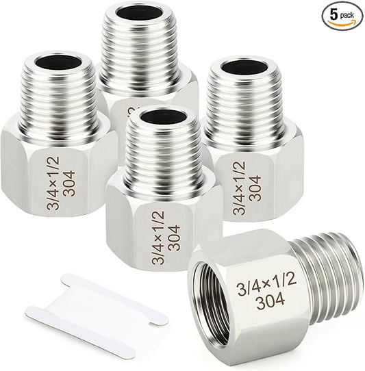 TAISHER 5PCS 304 Stainless Steel Pipe Fitting, New Reducer Adapter, 1/2" NPT by TAISHER