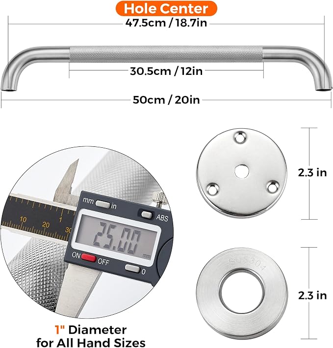 Grab Bars for Shower, 2 Pack 20-Inch Anti Slip Shower Handles for Elderly - Image 4