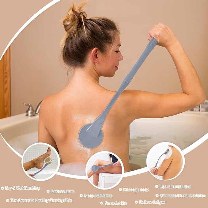 Back Brush Long Handle for Shower, 20.5” Back Bath Brush for Shower, Back - Image 3
