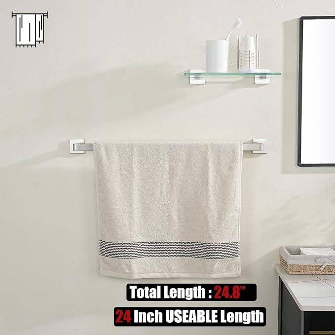 JQK Brushed Towel Bar, Rounded Edges 26.41 Inch Towel Rack, 304 Stainless Steel - Image 5