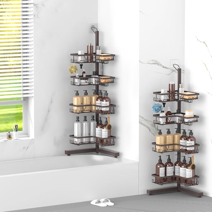 KEGII Floor Corner Shower Caddy Standing, Rustproof 4-Tier Shower Shelf - Image 5