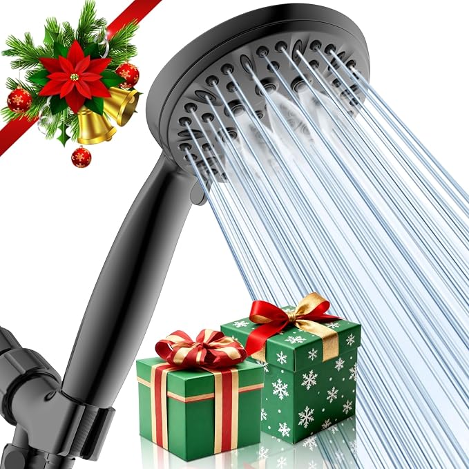 Matte Black Shower Head, 6 Spray Modes Handheld Showerhead, High Pressure by Unknown