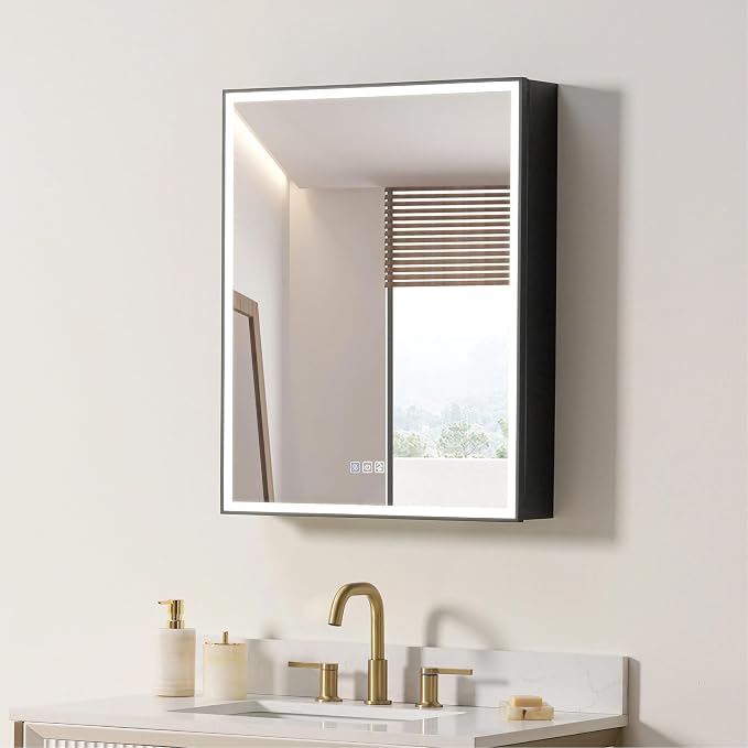 WELLFOR 24" X 30" LED Mirrored Medicine Cabinet, Medicine Cabinets by WELLFOR