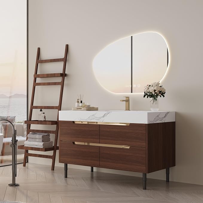 35.4" Bathroom Vanity with Sink Combo Set, Solid Wood Frame Bathroom Storage - Image 4
