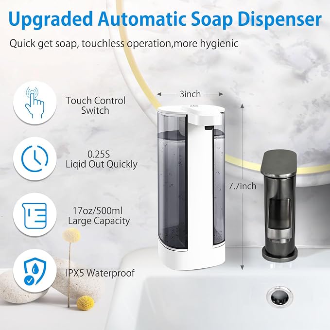 Automatic Liquid Soap Dispenser, Rechargeable, 17oz/500ml - Image 2
